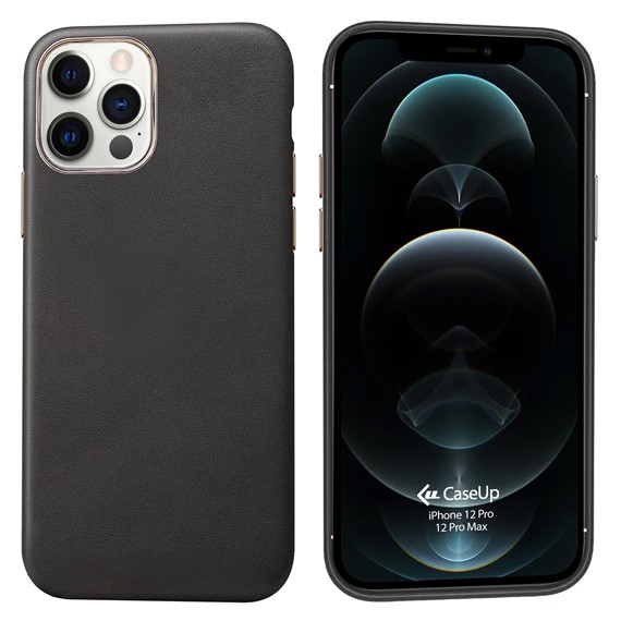 Apple iPhone 12 Pro Max CaseUp Leather Woven Kılıf Siyah 1